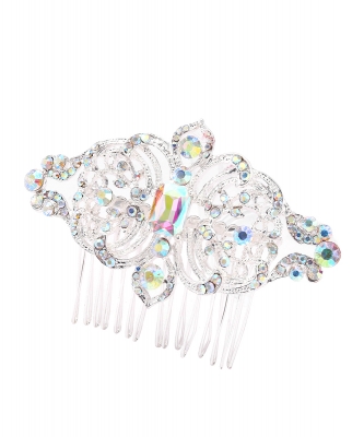 Rhinestone Hair Comb HM320003 SILVERAB